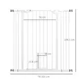 PawHut Extra Tall Pet Gate, Indoor Dog Safety Gate, with Cat Flap, Auto Close, 74-101cm Wide - White - 3