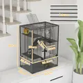 PawHut Four-Tier Hamster Cage with Deep Tempered Glass Bottom, Hut, Running Wheel, Food Dish, Water Bottle, 60 x 40 x 80cm - 3