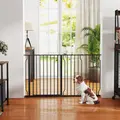 PawHut Extra Wide Dog Safety Gate, with Door Pressure, for Doorways, Hallways, Staircases - Black - 9