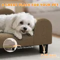 PawHut Elevated Dog Sofa Bed, Breathable Pet Sofa with Backrest and Armrest for Small Dogs, Brown - 6