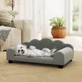 PawHut Elevated Dog Sofa Bed, Breathable Pet Sofa with Backrest and Armrest for Small Dogs, Grey - 8