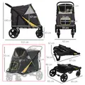 PawHut One-Click Foldable Pet Travel Stroller with Rain Cover, Cat Dog Pushchair with Universal Front Wheels, Shock Absorber, Storage Bags, Mesh Window, Safety Leash for Large and Medium Dogs (Grey) - 3