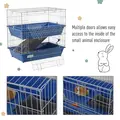 PawHut Metal 2-Tier Small Guinea Pigs Hutches Blue - 7