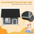 PawHut Outdoor Cat House, Wooden Feral Cat Shelter, with Openable Asphalt Roof, Three Doors - Grey - 8