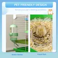 PawHut Hamster Cage w/ Water Bottle, Exercise Wheel, Tubes, Ramps - Green - 5