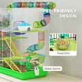 PawHut Hamster Cage, 5 Tier Carrier Habitat with Exercise Wheels Tunnel Tube Water Bottle Dishes House Ladder, Gerbil Cage for Dwarf Mice, Green - 5