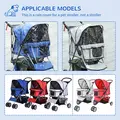PawHut Dog Stroller with Rain Cover for Small Miniature Dogs, Folding Pet Pram with Cup Holder, Storage Basket, Reflective Strips, Blue - 8