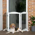 PawHut Foldable Dog Gate, Freestanding Pet Gate, with Two Support Feet, for Staircases, Hallways, Doorways - White - 2