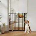 PawHut Extra Wide Dog Gate, with Door Pressure, for Doorways, Hallways, Staircases - Black - 2
