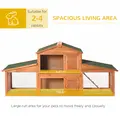 PawHut Large Rabbit Hutch Outdoor, Guinea Pig Hutch, Wooden Small Animal House, with Rabbit Run, 215 x 63 x 97 cm - 4
