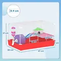 PawHut Hamster Cage, Small Gerbil Cage 2 Tiers Portable w/ Handle, Exercise Wheel, Water Bottle, Dishes - 3