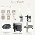 PawHut Floor to Ceiling Cat Tree for Indoor Cats Play Tower Climbing Activity Center Scratching Post Platforms Condo Adjustable Height 220-265cm Dark Grey - 4