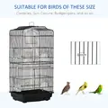 PawHut Large Metal Bird Cage with Stand, Perches, Food Bowls, Swing, for Budgies, Parakeets, Black - 7