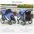 PawHut Foldable Pet Stroller, with Washable Cushion, Storage Bags, Safety Leash, for Medium, Large Dogs, Cats - Blue - 5