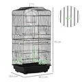 PawHut Large Metal Bird Cage with Stand, Perches, Food Bowls, Swing, for Budgies, Parakeets, Black - 3