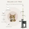 PawHut Floor to Ceiling Cat Tree for Indoor Cats Play Tower Climbing Activity Center Scratching Post Platforms Condo Adjustable Height 220-265cm Dark Grey - 5