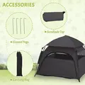 PawHut Foldable Dog Cat Tent with Water-Resistant Oxford, Carry Bag for Extra Large Dog, Charcoal Grey - 7
