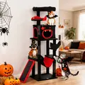 PawHut Gothic Cat Tree, 152 cm Multi-Level Cat Tower for Large Cats with Coffin Bed, Large Condo, for Halloween - 2