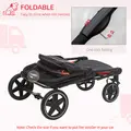 PawHut One-Click Foldable Pet Travel Stroller with Rain Cover, Cat Dog Pushchair with Universal Front Wheels, Shock Absorber, Storage Bags, Mesh Window, Safety Leash for Large and Medium Dogs (Red) - 6