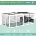 PawHut Guinea Pigs Hutches Wooden Small Rabbits Hutches Pet Run Cover Indoor Outdoor, Grey - 4