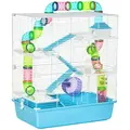 PawHut Hamster Cage w/ Water Bottle, Exercise Wheel, Tubes, Ramps - Light Blue - 1