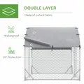 PawHut Walk-In Chicken Run, Metal Chicken Coop with Cover, Outdoor Hen Poultry House Cage with Chicken Activity Shelf, for Chickens, Rabbits, Ducks, 2.8 x 1.9 x 2m - 5