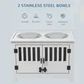 PawHut Raised Dog Bowls, Pet Feeding Station, with Storage, Food and Water Bowls, for Large Dogs - White - 4