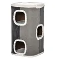 PawHut Sisal Cat Barrel with Soft Plush & Lamb Fleece Grey - 1