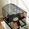 PawHut Three-Tier Gerbil Cage, Hamster Cage for Dwarf Hamster, Syrian Hamster w/ Wheels, Deep Bottom, Food Dish, Water Bottle - 8