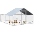 PawHut Walk-In Chicken Run, Hen House, with Roof, for Ducks, Chickens, Rabbits - 1