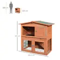 PawHut Rabbit Hutch Outdoor Guinea Pig Hutch 2-Tier Bunny Cage with No-Leak Tray 100.5 x 55 x 101 cm - 3