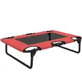 PawHut Portable Raised Dog Bed, Elevated Pet Cot with Breathable Mesh for Indoor Outdoor, for Small Medium Dogs, Red - 1