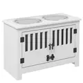 PawHut Raised Dog Bowls, Pet Feeding Station, with Storage, Food and Water Bowls, for Large Dogs - White - 1