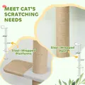 PawHut Wall Mounted Cat Shelves, Cat Climbing Wall with 4 Climbing Platforms, Jute Scratching Post and Toy Ball,180cm Tall, Light Grey - 6