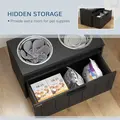 PawHut Raised Dog Bowl with Slow Feeder, Two Stainless Steel Dog Bowls, Drawer, for Large and Extra Large Dogs, Black - 6