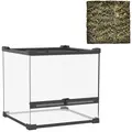 PawHut Reptile Glass Terrarium with Stone Background, Front Ventilation, Escape-Proof Knob Lock, 30 x 30 x 30 cm, Black - 1