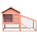 PawHut Small Animal Two-Level Fir Wood Guinea Pigs Hutches w/ Slide Out Tray Red/Brown - 9