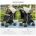 PawHut Pet Stroller for Small and Miniature Dogs, with Rain Cover - Khaki - 6