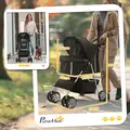 PawHut Pet Stroller for Small Miniature Dogs Cats Foldable Travel Carriage with Wheels Zipper Entry Cup Holder Storage Basket Black - 3