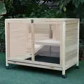 PawHut Small Animals Guinea Pigs Hutches Fir Wood Indoor Hutch - 1