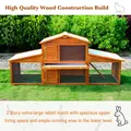 PawHut Small Animal Deluxe XXL Fir Wood 2-Tier Guinea Pigs Hutches Natural Wood Tone - 6