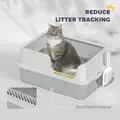 PawHut Stainless Steel Litter Box with Detachable Rim, Scoop, Easy Cleaning, Odour-Resistant, 60 x 40 x 28 cm - 6