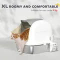 PawHut Stainless Steel Cat Litter Box with Lid, for Cats, Enclosed Cat Litter Box with Flip Cover, Scoop - 6