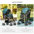 PawHut Pet Stroller for Small and Miniature Dogs, with Rain Cover - Dark Green - 6