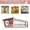 PawHut Rabbits Outdoor Fir Wood Guinea Pigs Hutches w/ Ramp Wine-Brown - 6