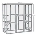 PawHut Wooden Catio Cat Outdoor Enclosure, Cat Cage with Waterproof Roof, Platforms, for Multiple Kittens, 180 x 98 x 180 cm - 3