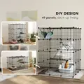 PawHut Steel Wire Cat Cage Indoor with Hammock, Ramps, Doors, DIY Cat Enclosure for 1-3 Cats, Black - 5