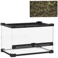 PawHut Reptile Glass Terrarium with Stone Background, Front Ventilation, Escape-Proof Knob Lock, 30 x 20 x 20 cm, Black - 1