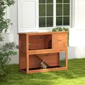 PawHut Two-Tier Antiseptic Wood Rabbit Hutch, 102cm Guinea Pig Hutch with Run - Orange - 2