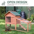 PawHut Small Animal Two-Level Fir Wood Guinea Pigs Hutches w/ Slide Out Tray Red/Brown - 8